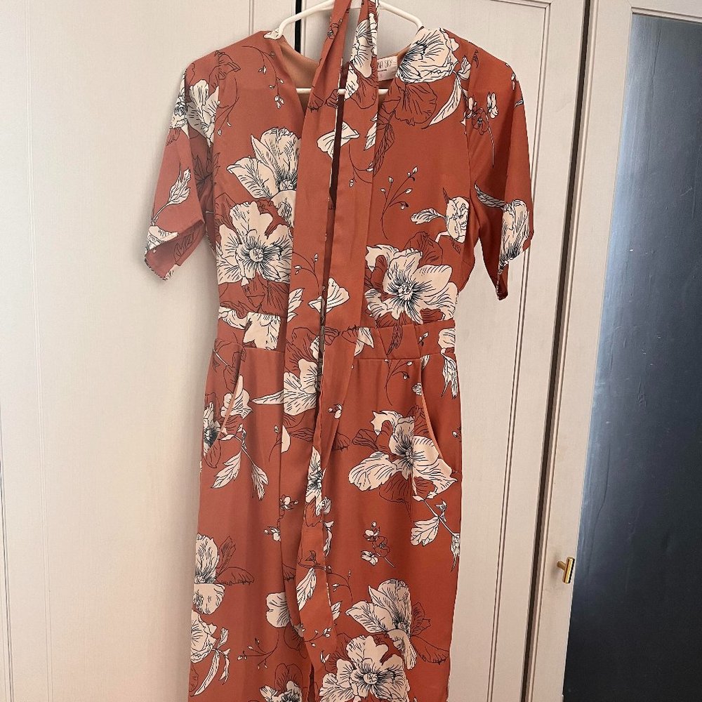 Sienna Sky Floral Dress With Pockets, Size Small